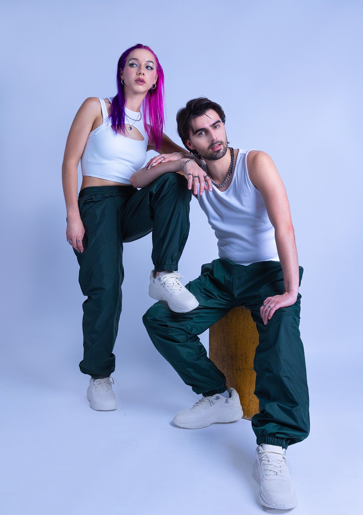 118T Unisex Cuffed Nylon Joggers - Hunter Green