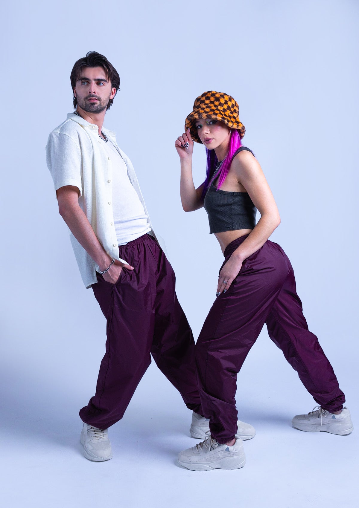 118T Unisex Cuffed Nylon Joggers - Maroon