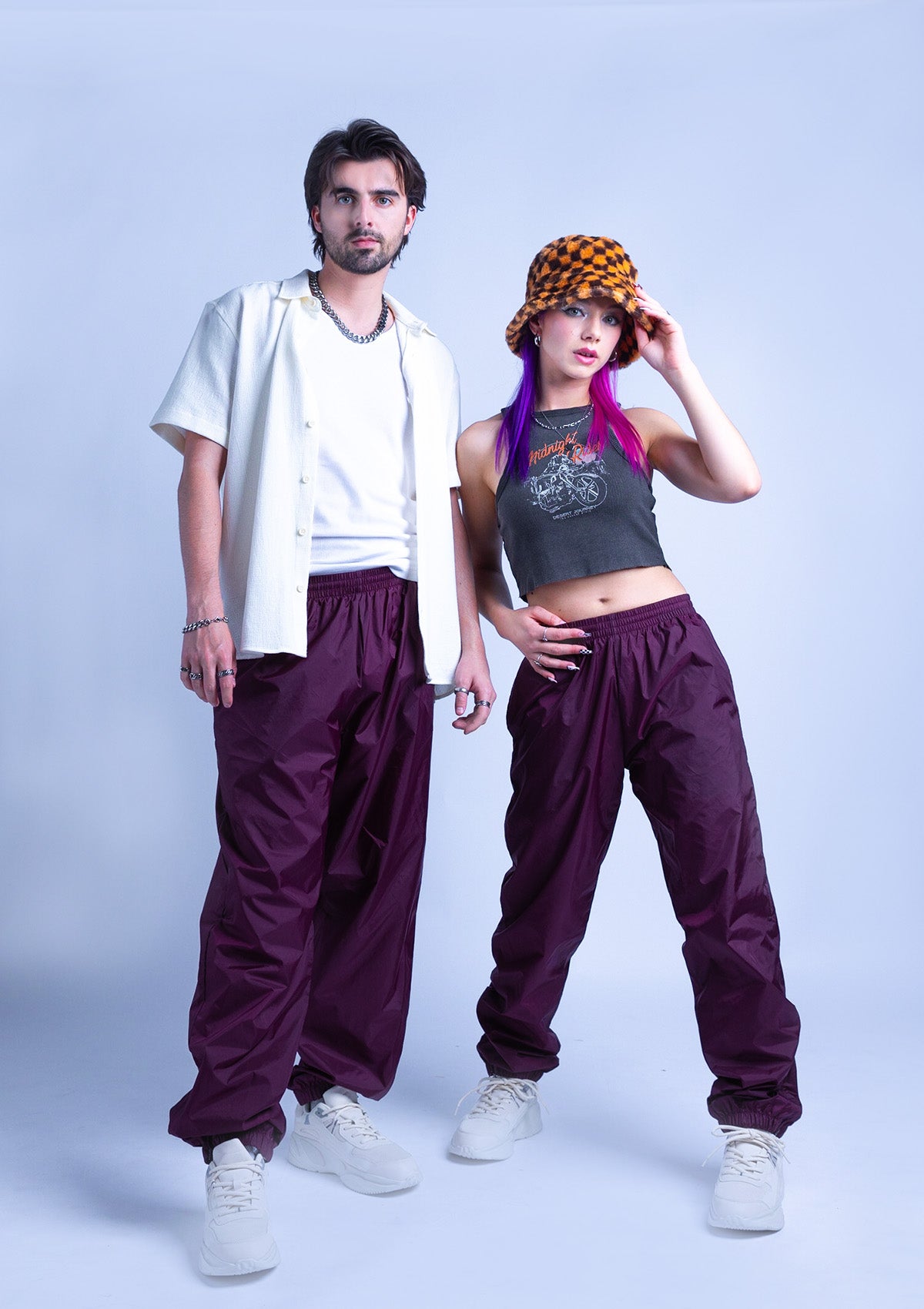 118T Unisex Cuffed Nylon Joggers - Maroon