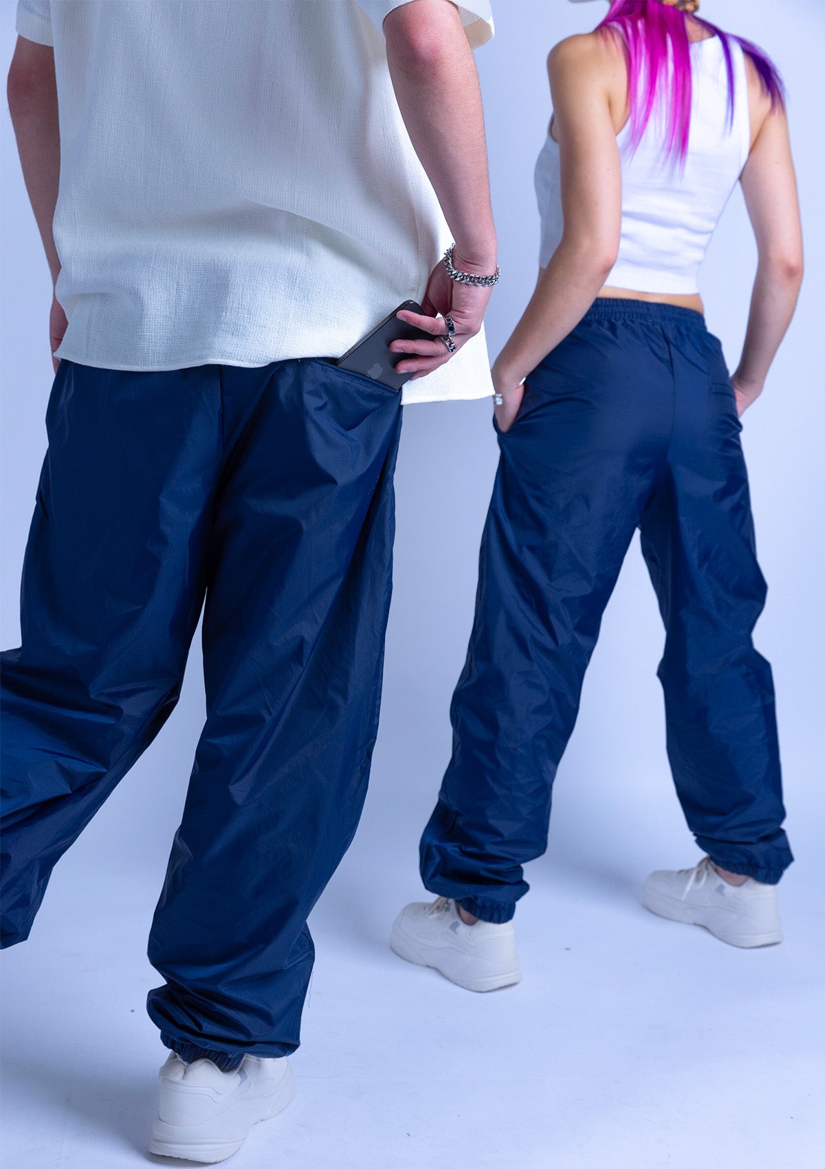 118T Unisex Cuffed Nylon Joggers - Navy Blue