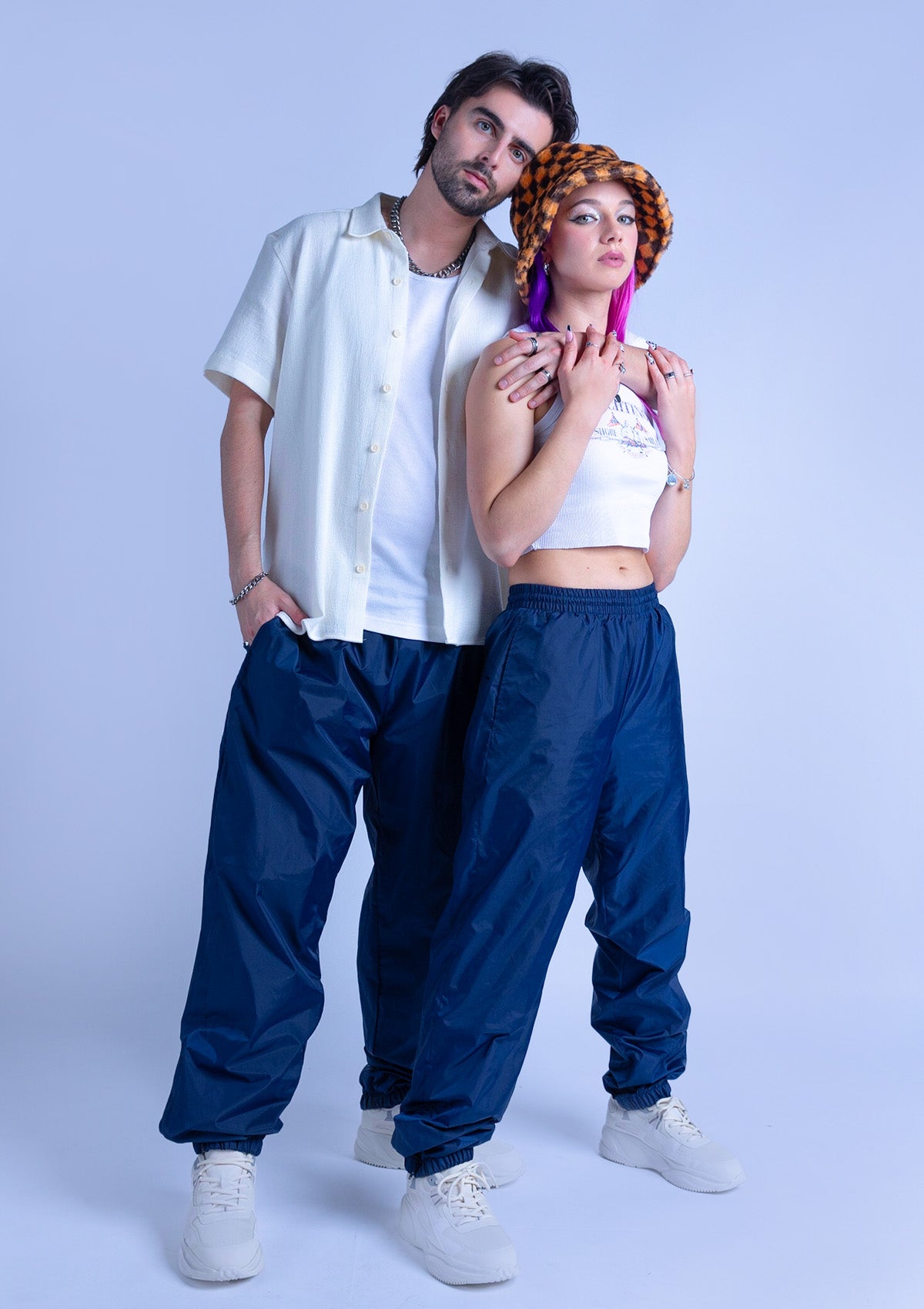 118T Unisex Cuffed Nylon Joggers - Navy Blue