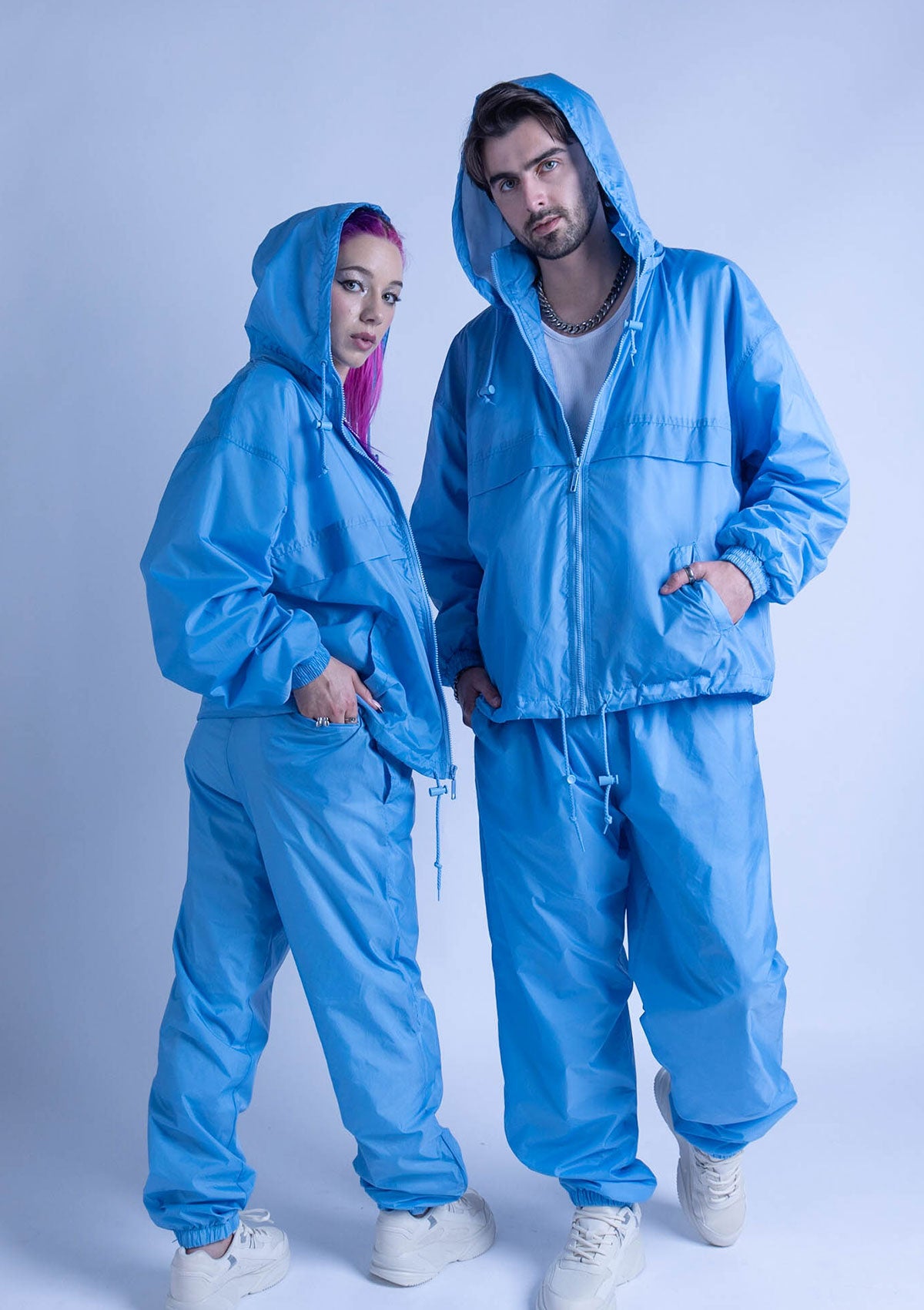 2300S Unisex Full Zipper Taffeta Nylon Tracksuit Set - Carolina Blue