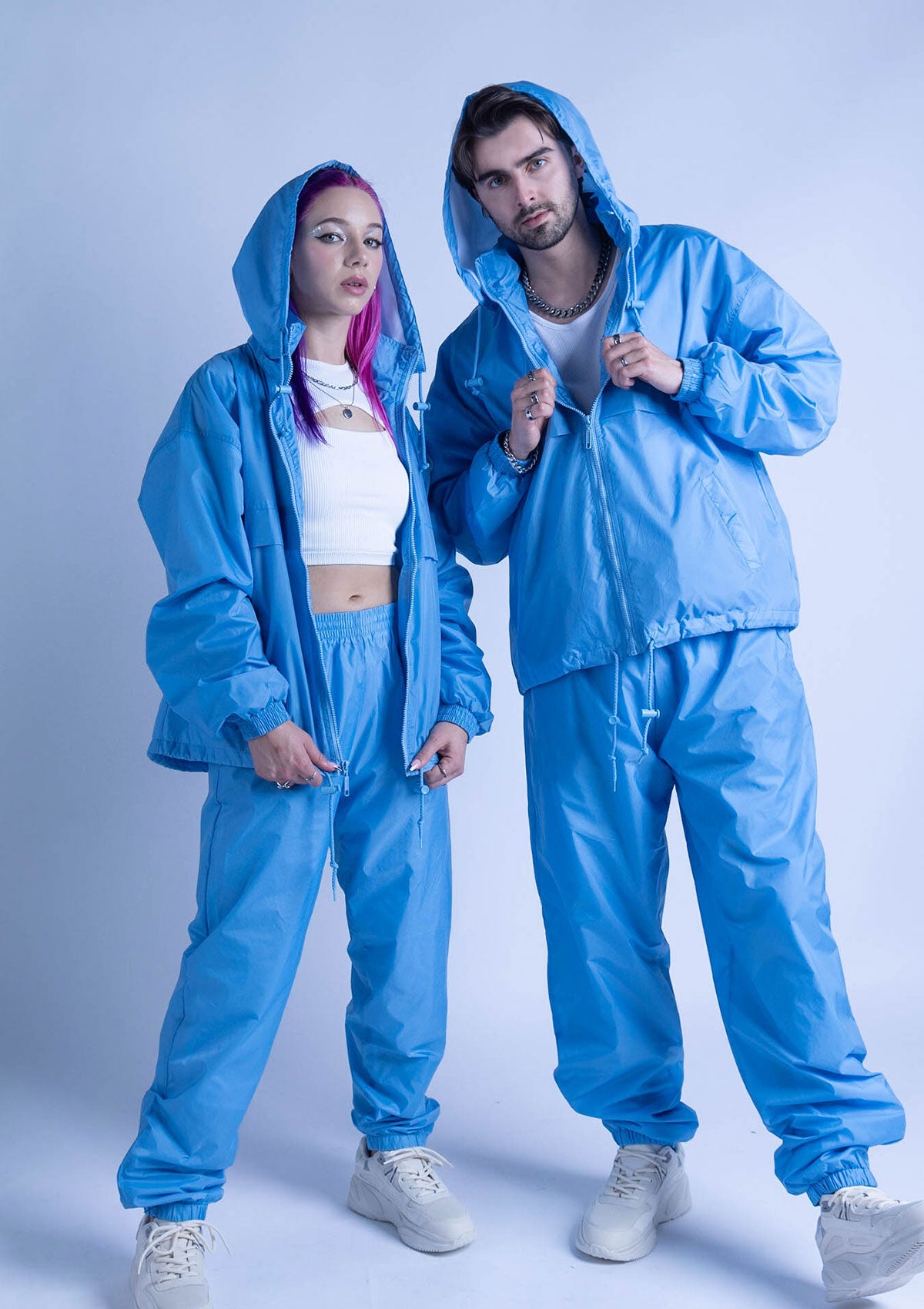 2300S Unisex Full Zipper Taffeta Nylon Tracksuit Set Carolina Blue