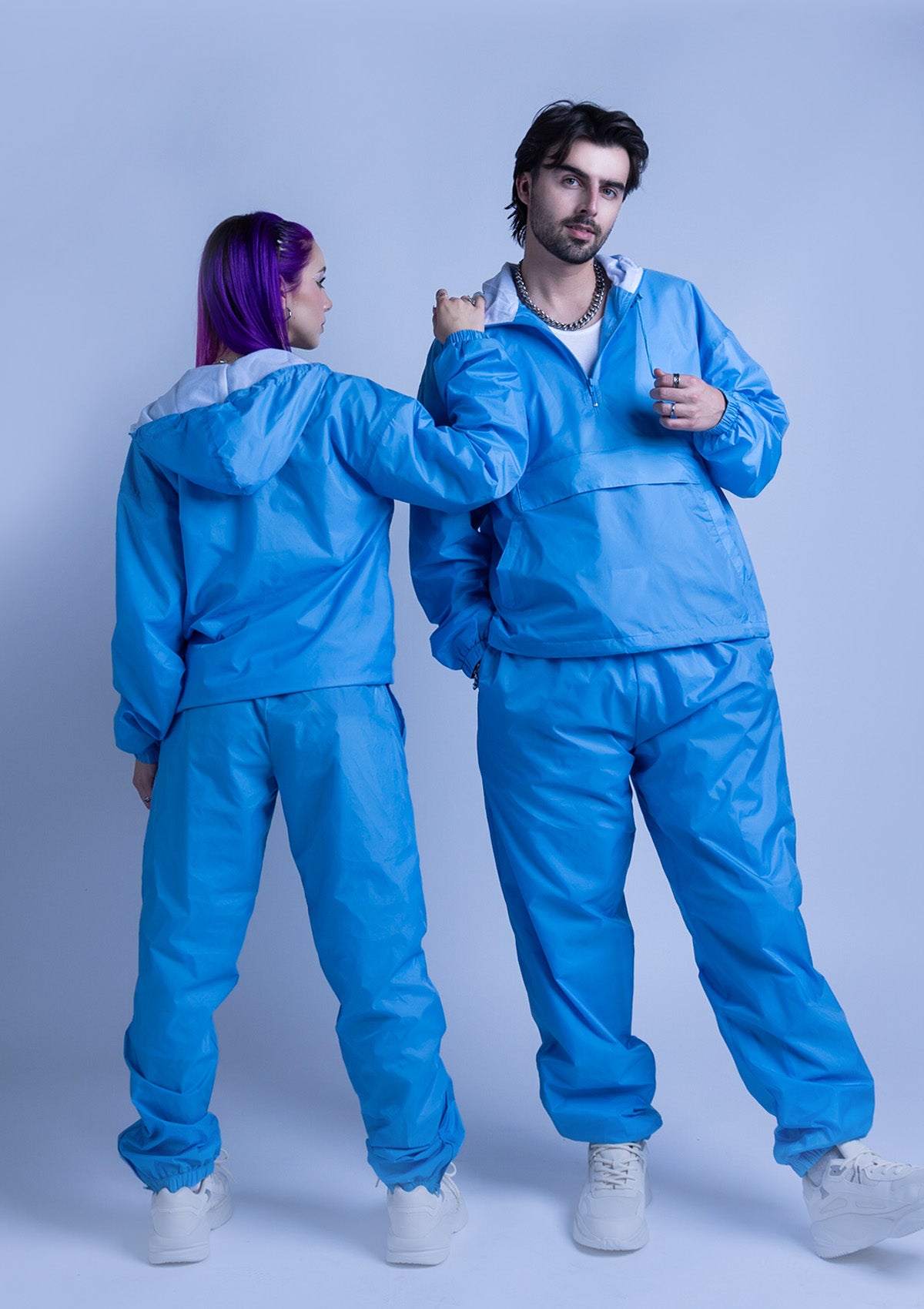 2300HS Unisex Half Zipper Taffeta Nylon Tracksuit Set - Carolina Blue