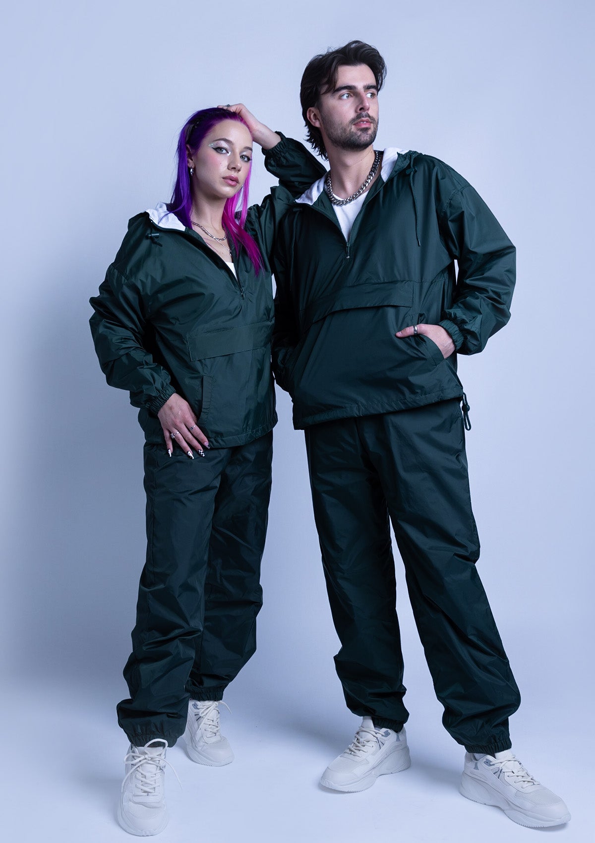 2300HS Unisex Half Zipper Taffeta Nylon Tracksuit Set Hunter Green