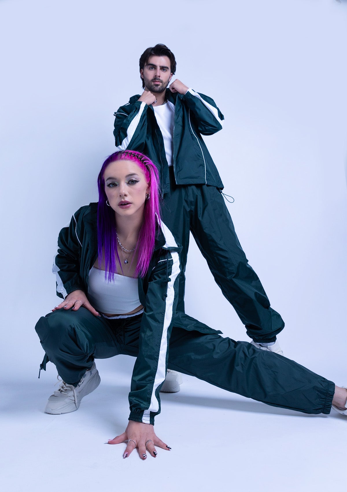2600S Unisex Full Zipper Taffeta Nylon Tracksuit Jacket and Jogger Set with White Piping (Various Colors)