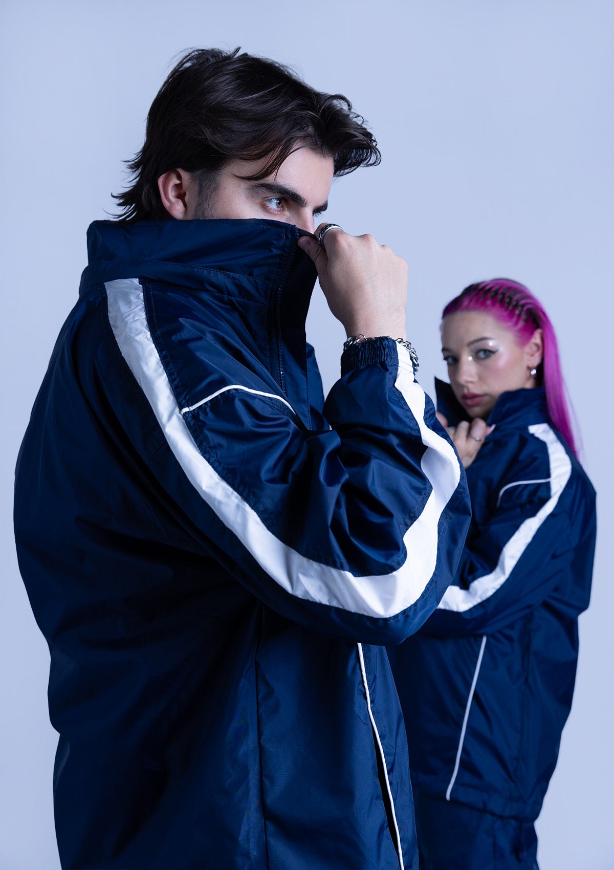 2600S Unisex Full Zipper Taffeta Nylon Tracksuit Jacket and Jogger Set with White Piping (Various Colors)