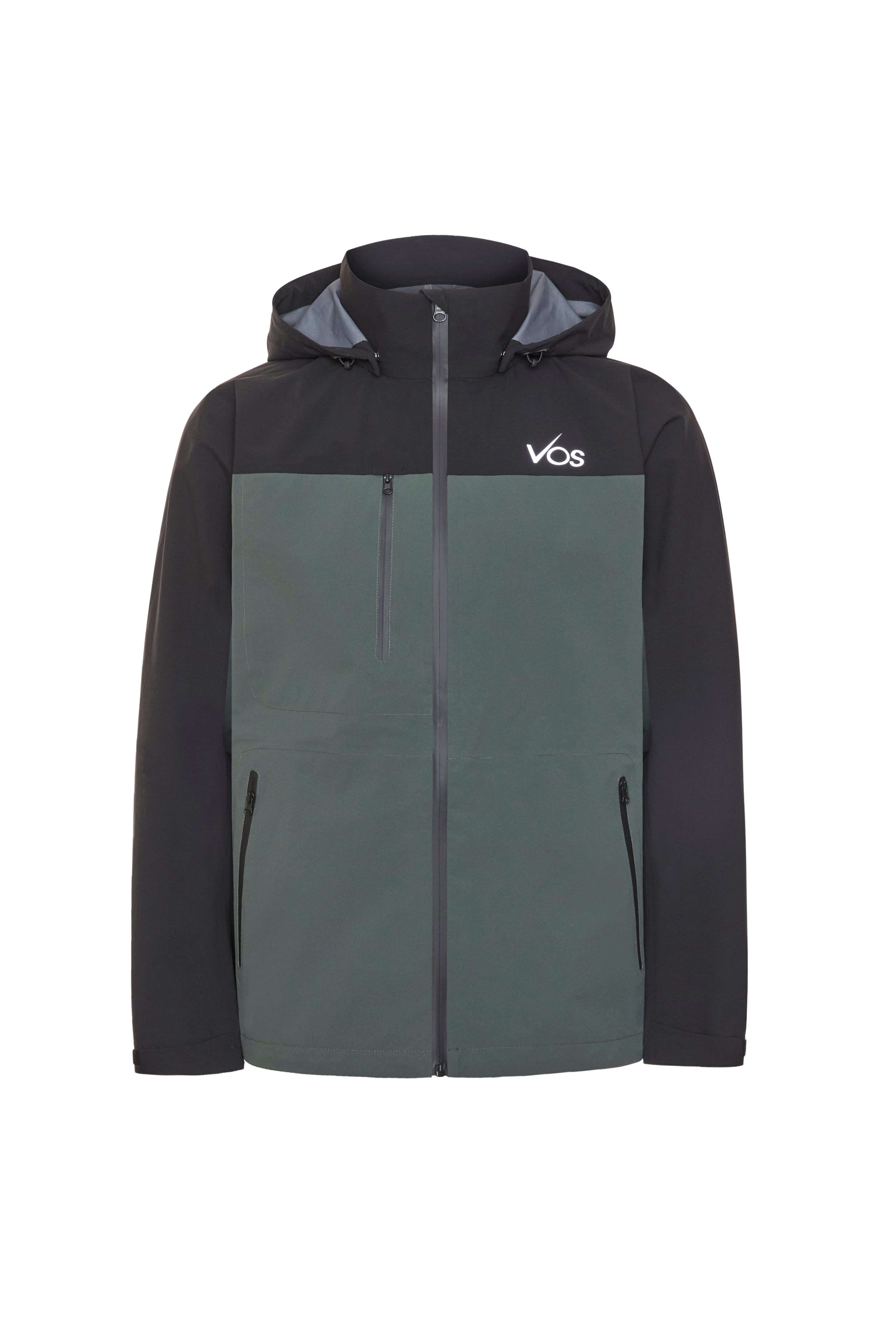 7030 Two-Tone Technical Waterproof Full Zipper Rain Jacket with Hood