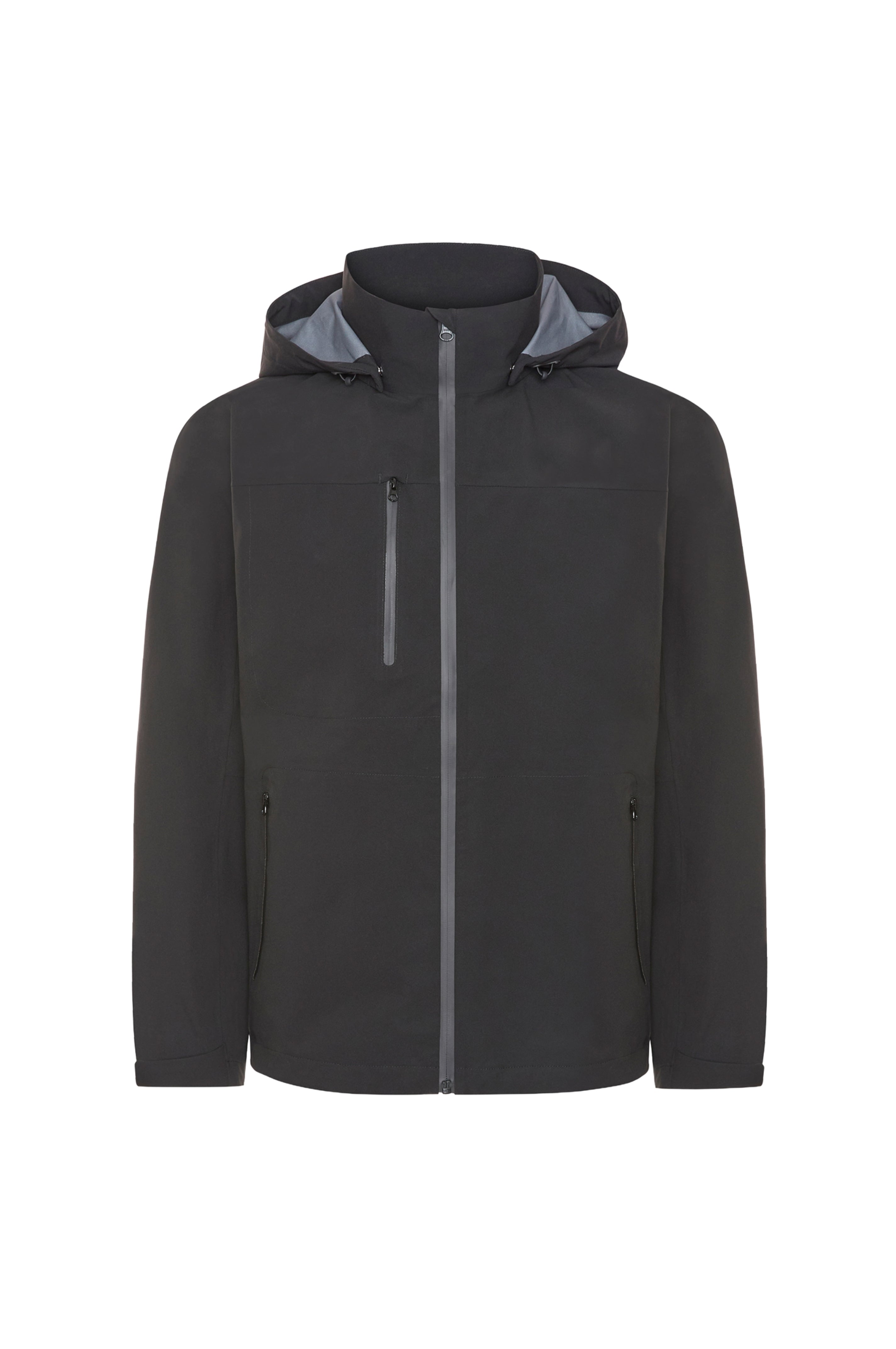 7032 Technical Waterproof Full-Zipper Rain Jacket with Hood