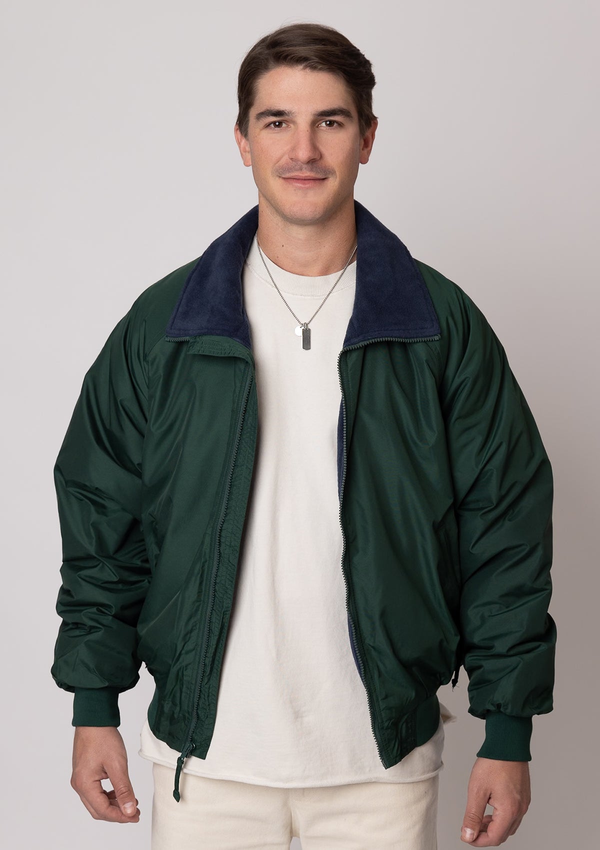 8800 Unisex Wind Proof Taslan Nylon Jacket - Hunter Green/Navy Blue