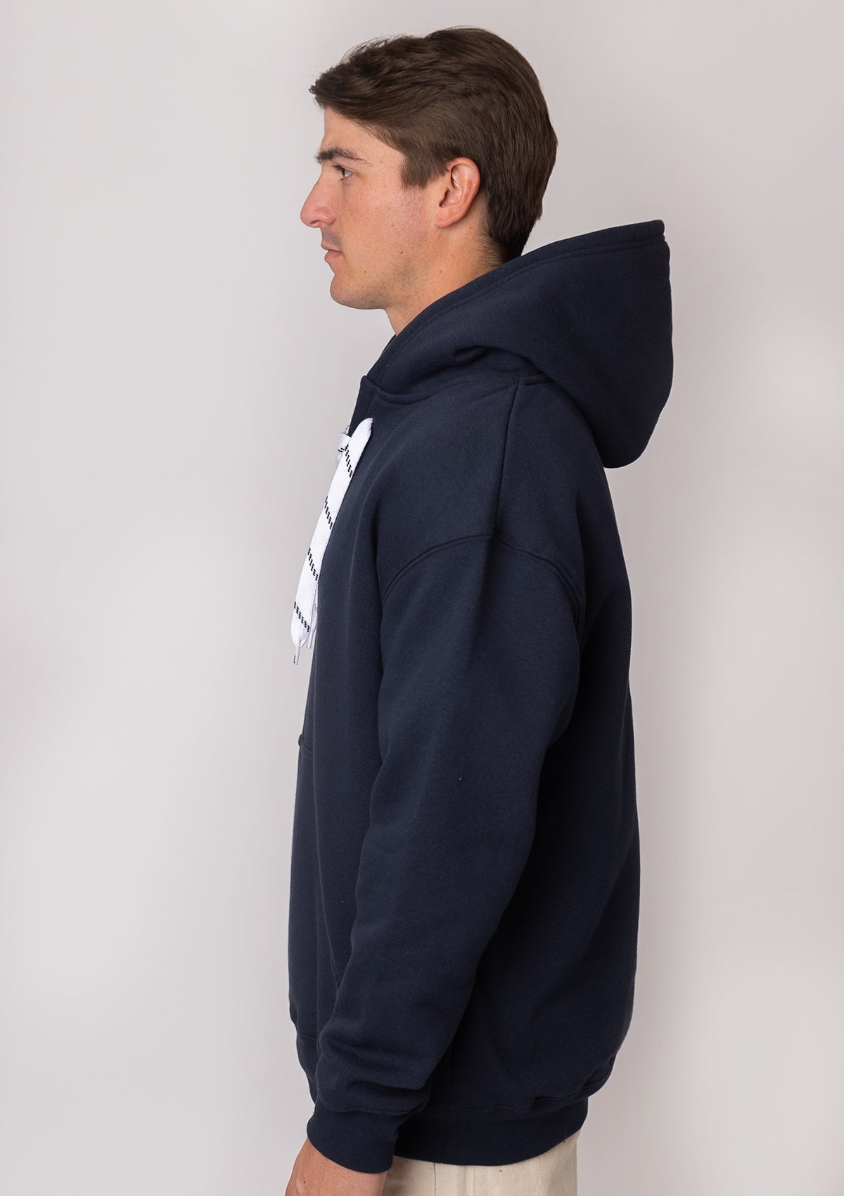 9801 12 oz. Unisex Hockey Style Hooded Pullover Sweatshirt with Laces