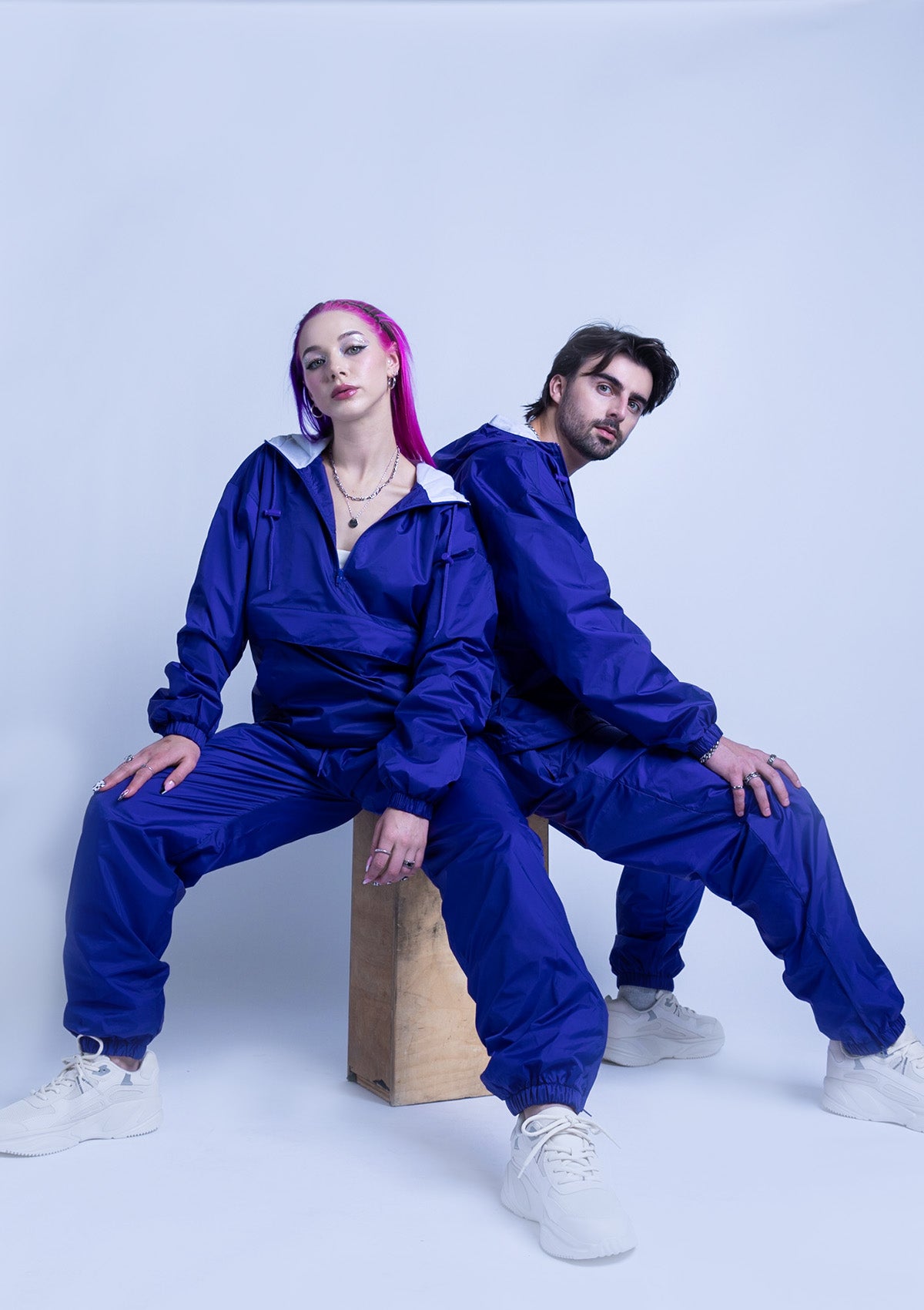 2300HS Unisex Half Zipper Taffeta Nylon Tracksuit Set - Purple