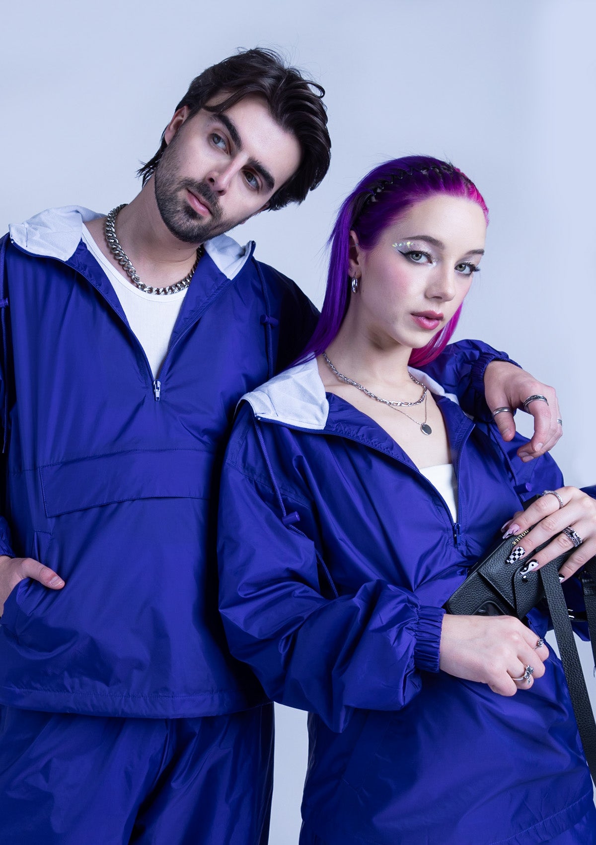 2300HS Unisex Half Zipper Taffeta Nylon Tracksuit Set - Purple