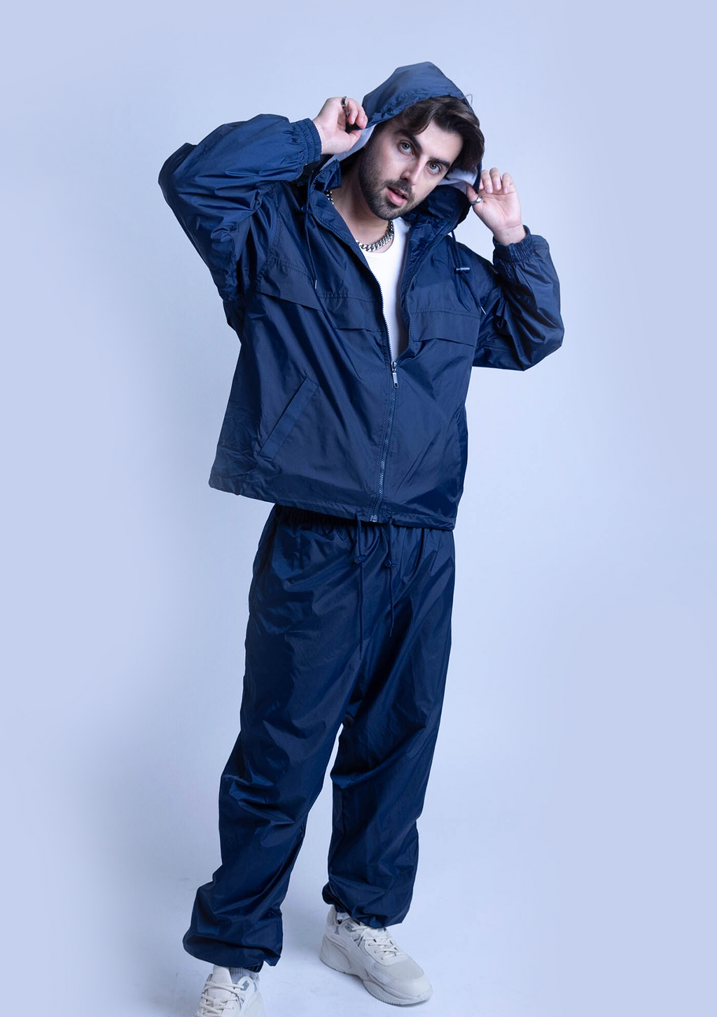 2300S Unisex Full Zipper Taffeta Nylon Tracksuit Set - Navy Blue 2300S Unisex Full Zipper Taffeta Nylon Tracksuit Set - Navy Blue