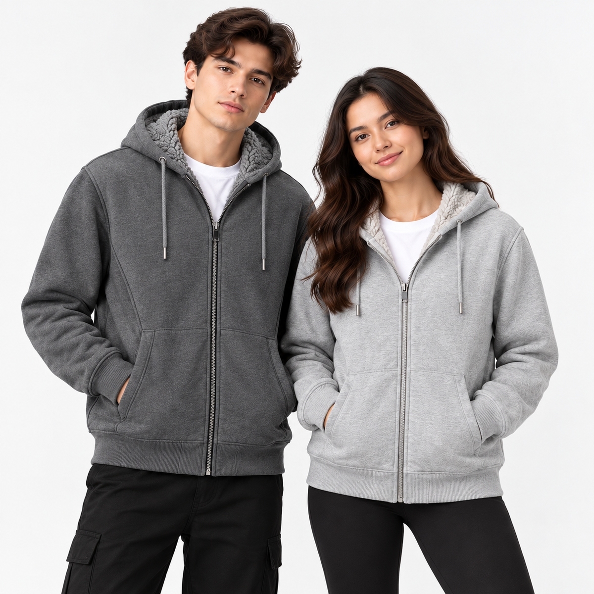 6020 Full Zipper Sherpa Fleece Hoodie