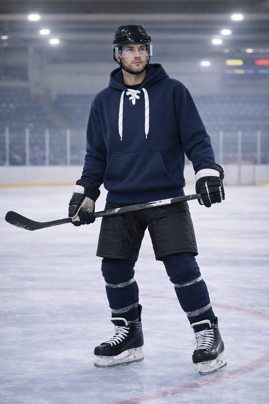 9801 12 oz. Unisex Hockey Style Hooded Pullover Sweatshirt with Laces